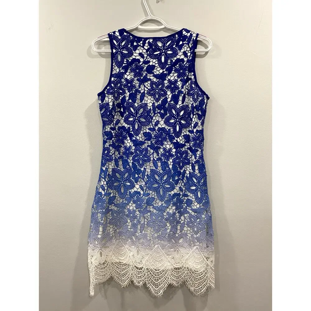 Adore Blue to white Ombre Lace Sleeveless Dress Size Small - Picture 6 of 11